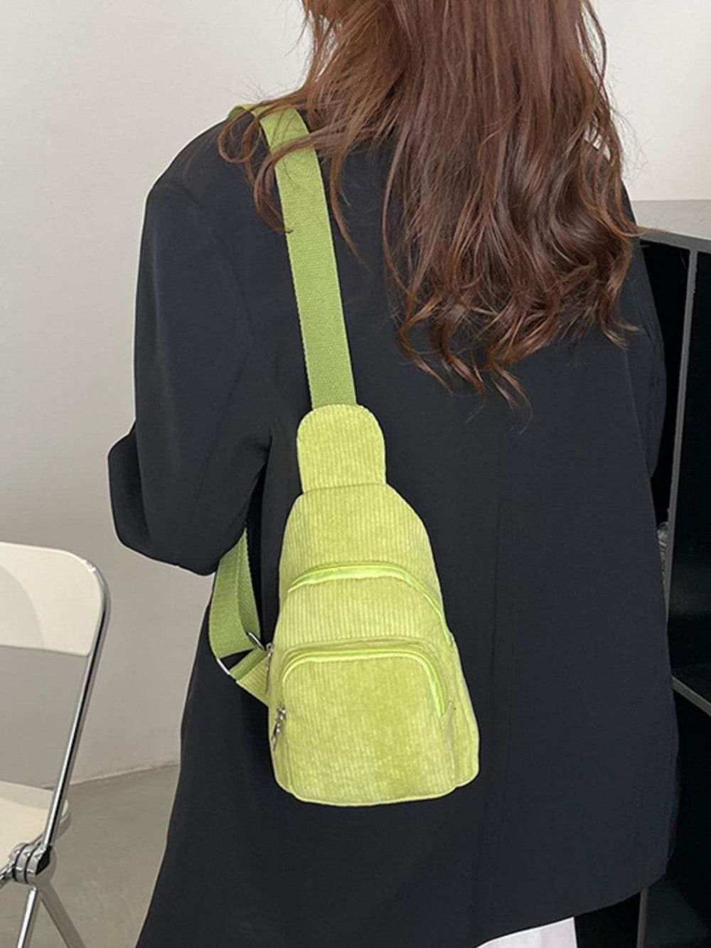 Corduroy Solid Color Crossbody Bag - Trendsi - Flyclothing LLC