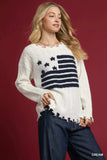 Umgee Distressed American Flag Sweater - Trendsi - Flyclothing LLC