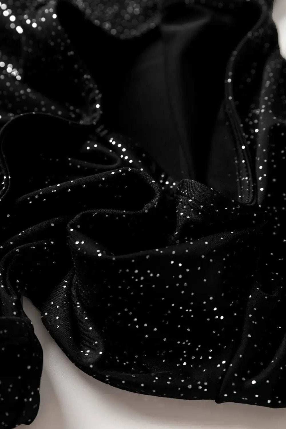 Glitter Surplice Long Sleeve Blouse - Trendsi - Flyclothing LLC