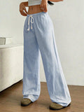 Drawstring Striped Wide Leg Pants - Trendsi - Flyclothing LLC