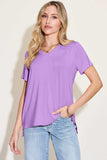 Basic Bae Bamboo Full Size V-Neck High-Low T-Shirt - Trendsi - Flyclothing LLC