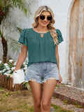 Cutout Round Neck Short Sleeve Blouse - Trendsi - Flyclothing LLC