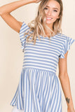 BOMBOM Striped Round Neck Blouse - Trendsi - Flyclothing LLC