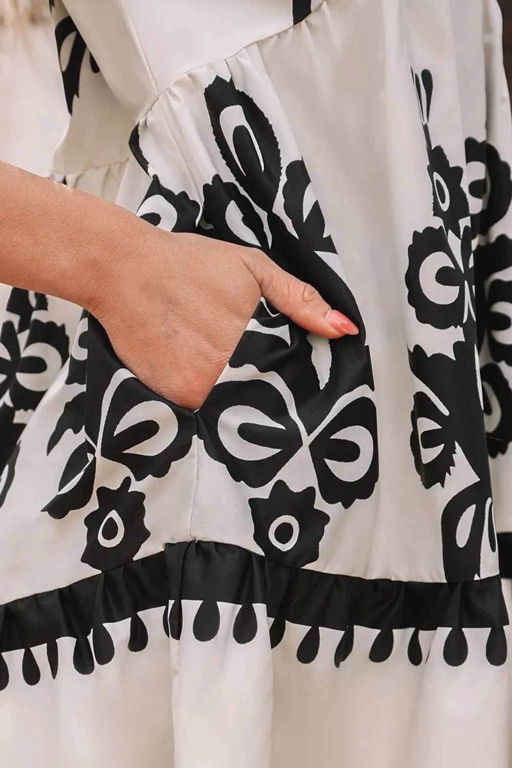 Printed V-Neck Short Sleeve Dress - Trendsi - Flyclothing LLC