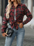 Plaid Button-Down Oversized Shirt - Trendsi - Flyclothing LLC