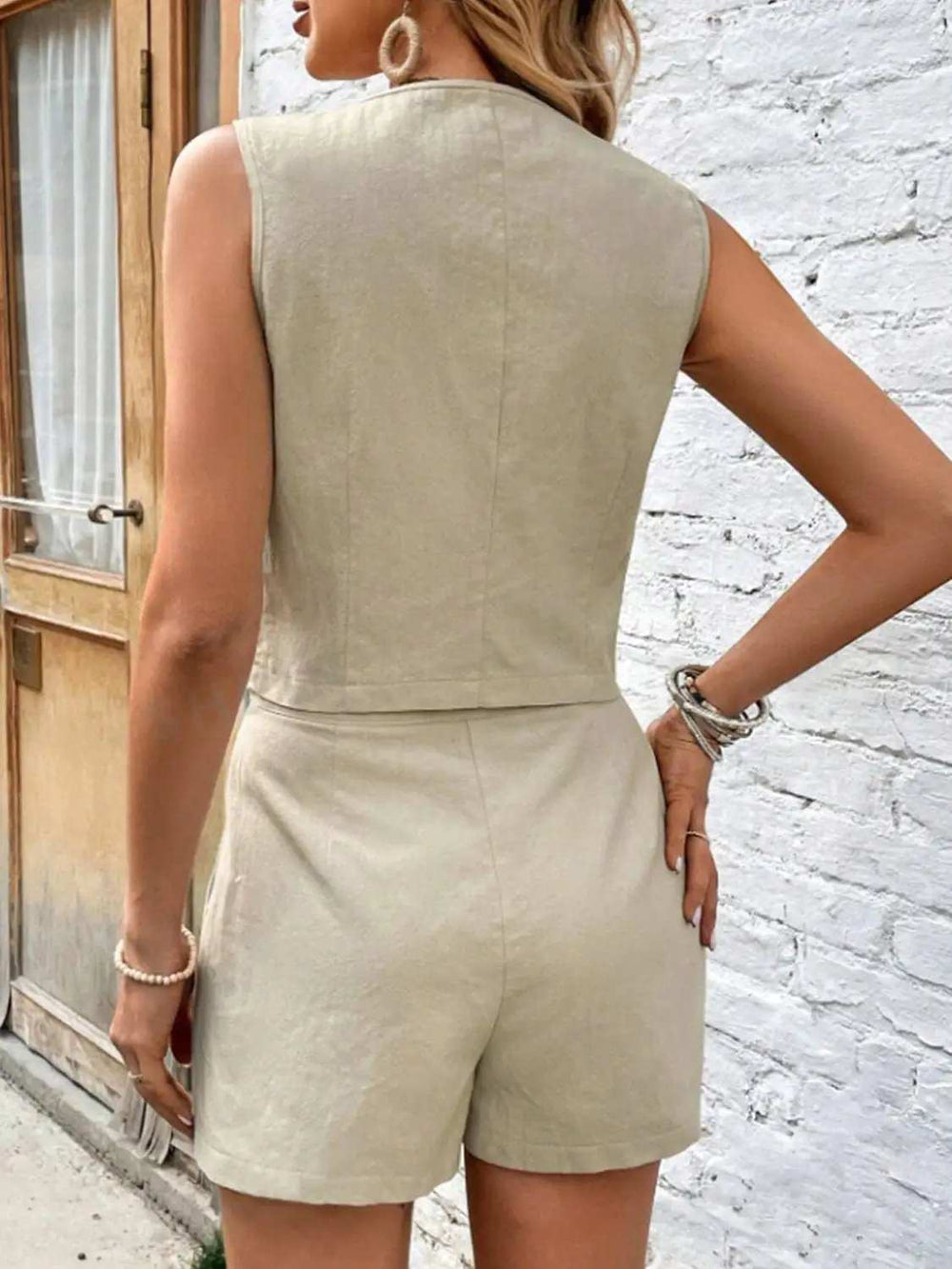 Scoop Neck Sleeveless Top and Shorts Set - Trendsi - Flyclothing LLC