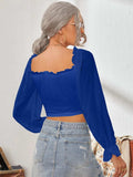 Mesh Sweetheart Neck Flounce Sleeve Top - Trendsi - Flyclothing LLC