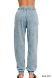 Zenana Acid Wash Fleece Sweatpants with Pockets - Trendsi - Flyclothing LLC
