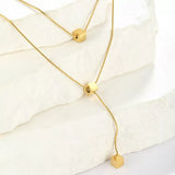 18K Gold-Plated Double Layered Geometric Necklace - Trendsi - Flyclothing LLC