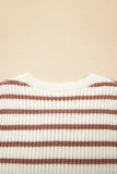 Stripe Scalloped Round Neck Short Sleeve Sweater - Trendsi - Flyclothing LLC