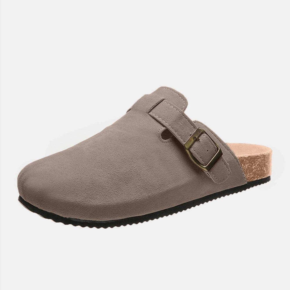 Suede Closed Toe Buckle Slide - Trendsi - Flyclothing LLC