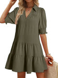 Johnny Collar Short Sleeve Mini Dress - Trendsi - Flyclothing LLC