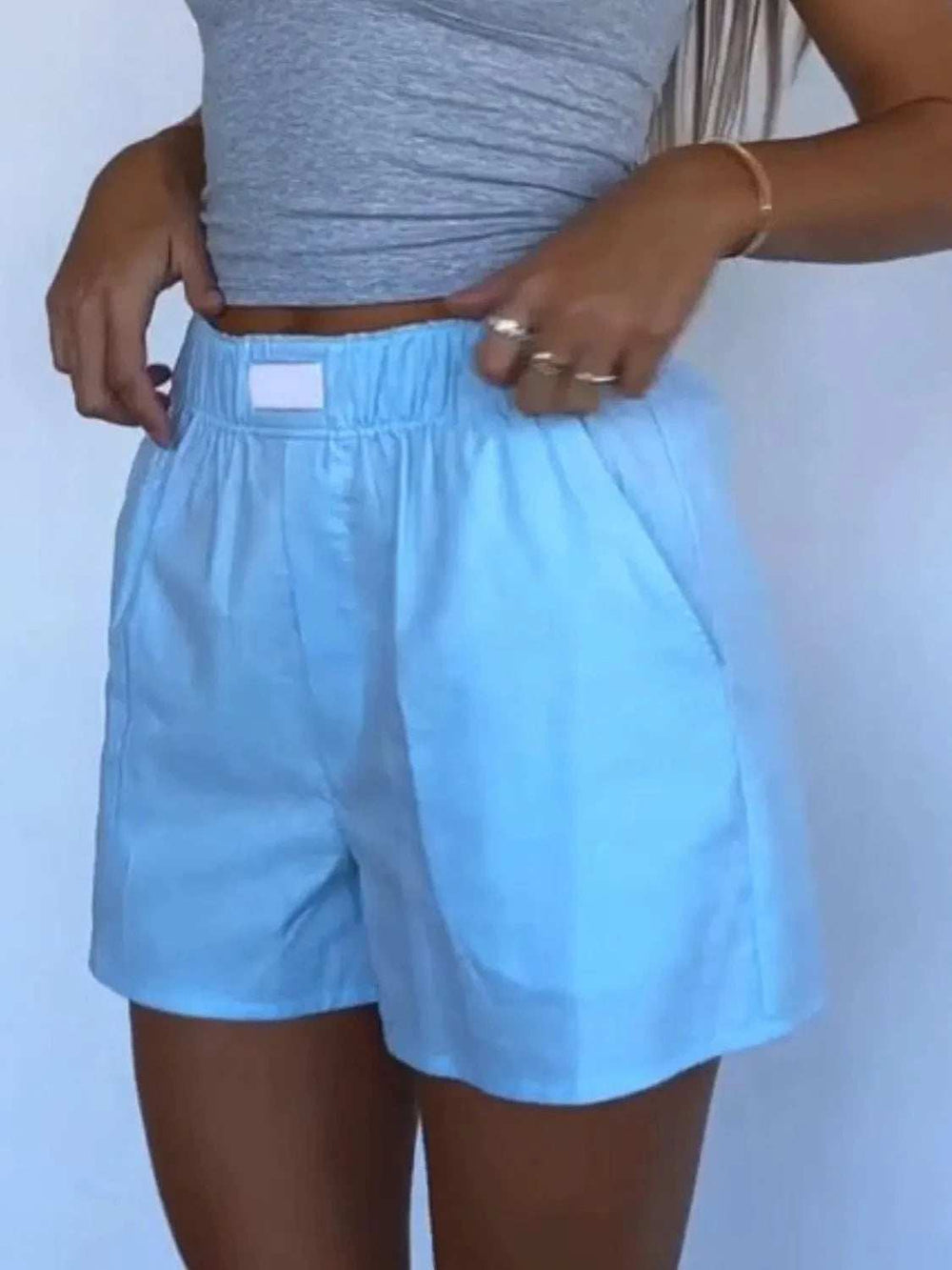 Elastic Waist Shorts - Trendsi - Flyclothing LLC