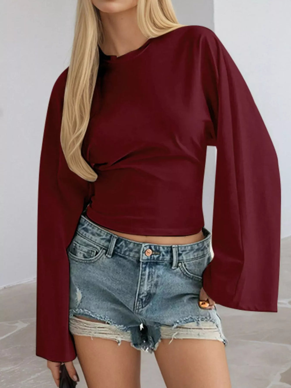 Full Size Long Sleeve Fitted T-Shirt Plus Size - Trendsi - Flyclothing LLC