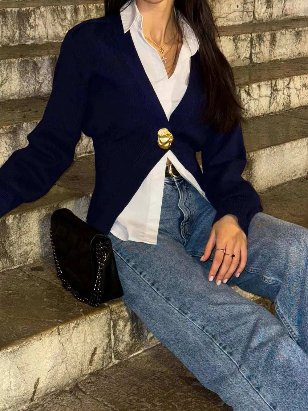 Single-Button Knit Cardigan - Trendsi - Flyclothing LLC