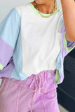Color Block Patchwork Half Sleeve Oversized T Shirt - Trendsi - Flyclothing LLC