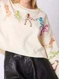 Halloween Colorful Sequin Skeleton Sweatshirt - Trendsi - Flyclothing LLC