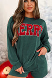 MERRY Round Neck Long Sleeve Top and Shorts Set - Trendsi - Flyclothing LLC
