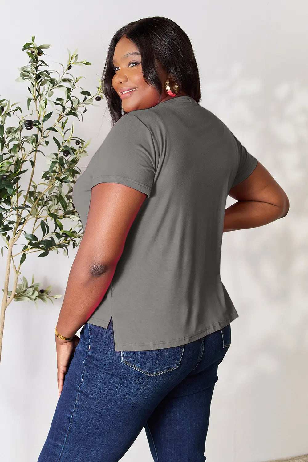 Basic Bae Full Size Round Neck Short Sleeve T-Shirt - Trendsi - Flyclothing LLC