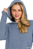 Zenana Ribbed Long Sleeve Hoodie - Trendsi - Flyclothing LLC