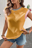 Contrast Trim Ribbed Knit Sleeveless Top - Trendsi - Flyclothing LLC