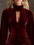 Full Size Velvet Ruched Flounce Sleeve Mini Dress Plus Size - Trendsi - Flyclothing LLC