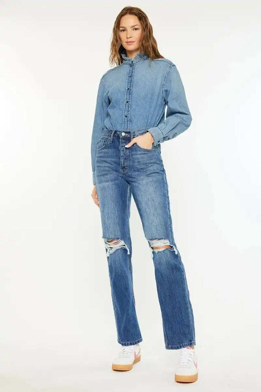 Kancan Ultra High Rise 90's Boyfriend Jeans - Trendsi - Flyclothing LLC