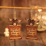 Donkey Letter Wooden Dangle Earrings - Trendsi - Flyclothing LLC