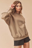 Aemi + Co Exposed Seam Round Neck Drop Shoulder Sweatshirt - Trendsi - Flyclothing LLC
