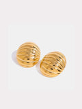 18K Gold-Plated Stainless Steel Ribbed Earrings - Trendsi - Flyclothing LLC