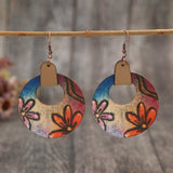 Wooden Flower Round Shape Earrings - Trendsi - Flyclothing LLC