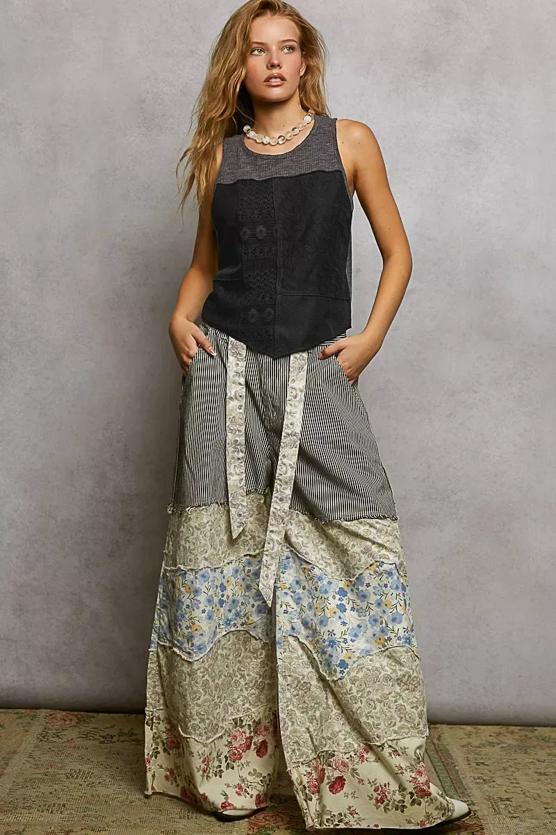 POL Ribbed Round Neck Cropped Tank with Lace Detail - Trendsi - Flyclothing LLC