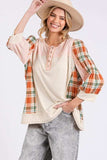 SAGE + FIG Exposed Seam Button Detail Plaid Top - Trendsi - Flyclothing LLC