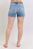 Judy Blue Full Size High Waist Denim Shorts W/stitch Over Destroy Detail Plus Size - Trendsi - Flyclothing LLC