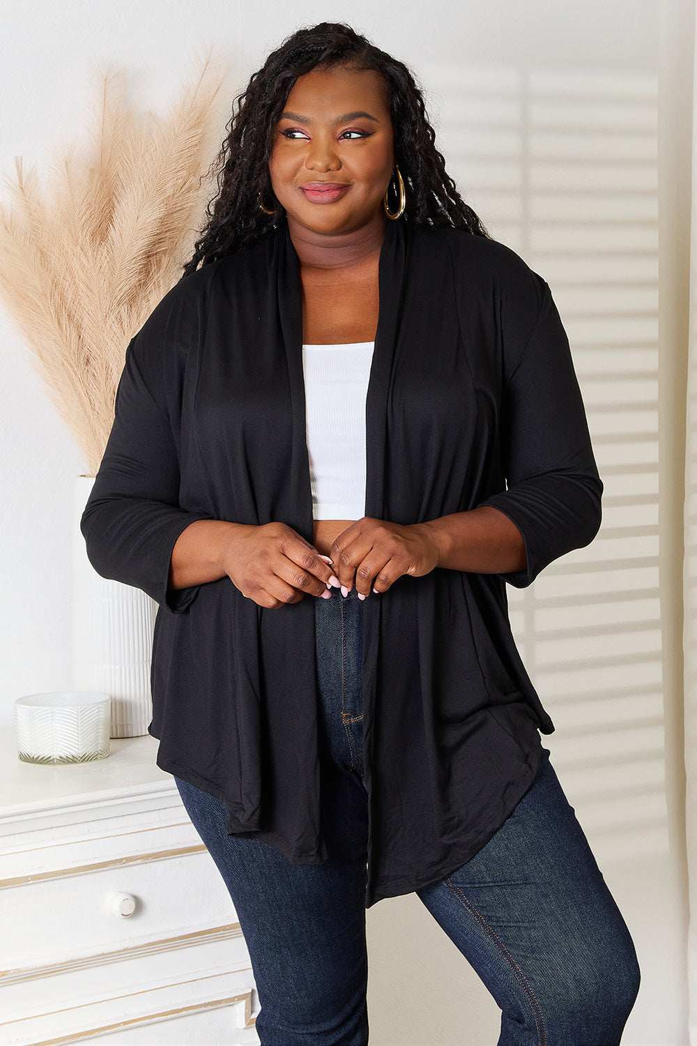 Culture Code Full Size Open Front Cardigan - Trendsi - Flyclothing LLC