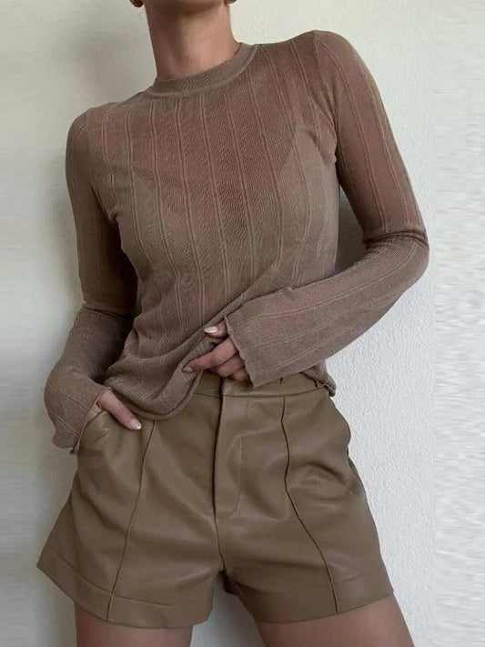 Round Neck Long Sleeve T-Shirt - Trendsi - Flyclothing LLC