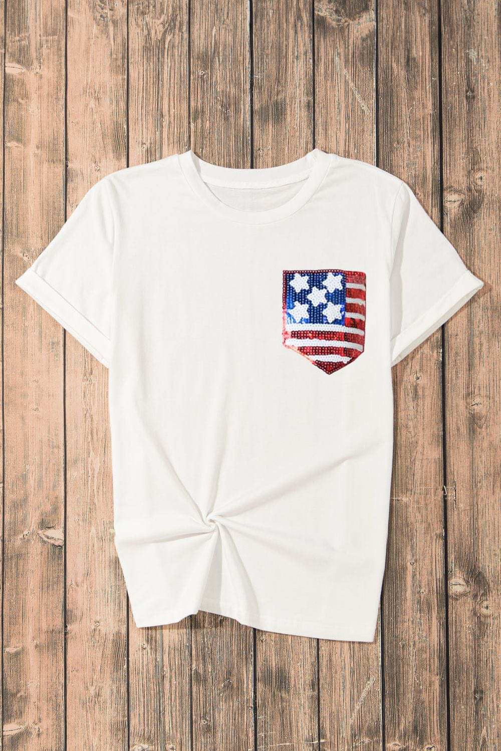US Flag Round Neck Short Sleeve T-Shirt - Trendsi - Flyclothing LLC