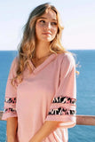 BiBi Leopard Print Contrast Tiered Sleeves Thermal Top - Trendsi - Flyclothing LLC