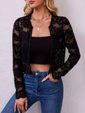 Lace Open Front Long Sleeve Jacket - Trendsi - Flyclothing LLC