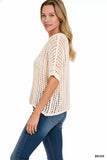 Zenana Fish Net Short Sleeve Crochet Knit Cover Up - Trendsi - Flyclothing LLC