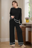 High-Low Round Neck Top and Pants Sweater Set - Trendsi - Flyclothing LLC