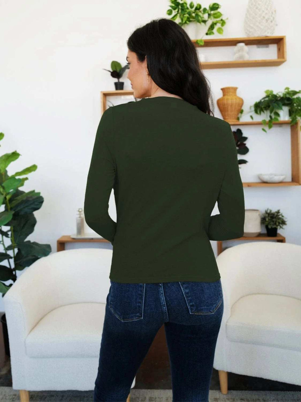 Ruched Mock Neck Long Sleeve T-Shirt - Trendsi - Flyclothing LLC