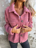 Full Size Fuzzy Button Up Drop Shoulder Jacket - Trendsi - Flyclothing LLC