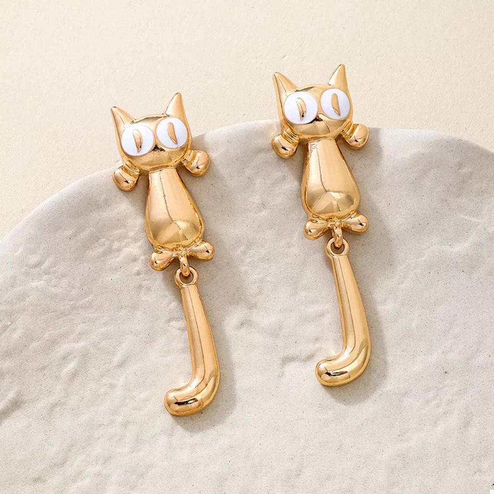 Alloy Cat Earrings - Trendsi - Flyclothing LLC