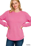 Zenana Full Size Raised Rib Round Neck Long Sleeve Top Plus Size - Trendsi - Flyclothing LLC