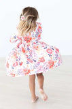 Tangerine Leaves 3/4 Sleeve Ruffle Twirl Dress - Mila & Rose ® - Flyclothing LLC