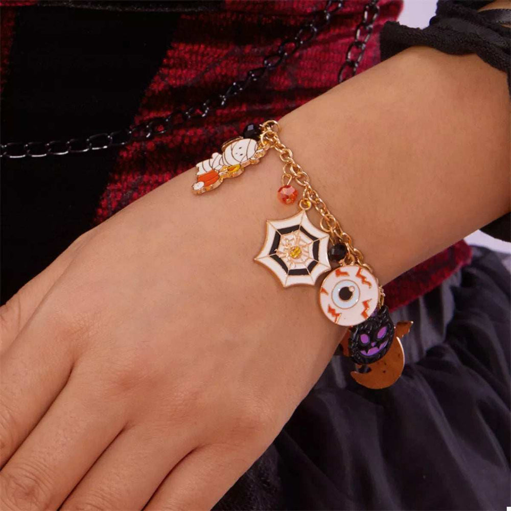 18K Gold-Plated Halloween Charm Bracelet - Trendsi - Flyclothing LLC