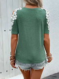 Lace Detail Round Neck Short Sleeve T-Shirt - Trendsi - Flyclothing LLC