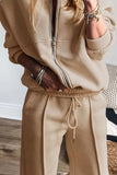 Zip Up Long Sleeve Top and Pants Set - Trendsi - Flyclothing LLC