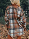 Plaid Collared Neck Button Up Shacket - Trendsi - Flyclothing LLC